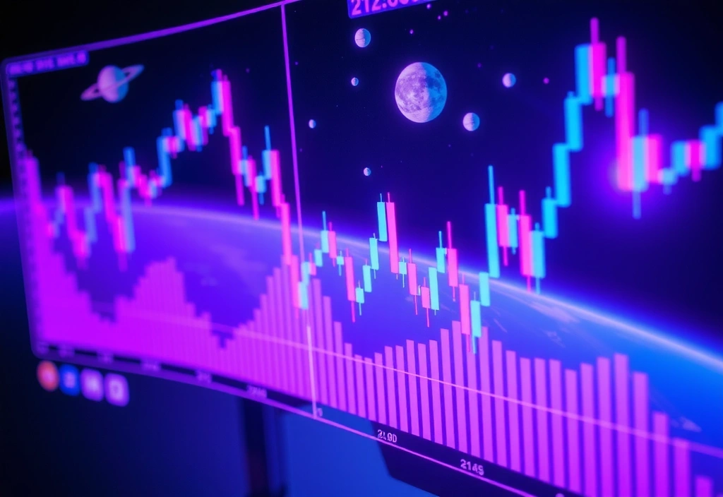 Futuristic trading interface in space
